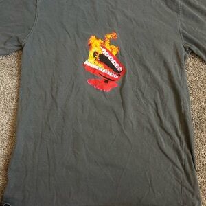 Travis Scott Gray Short Sleeve Tee with Flame Graphic